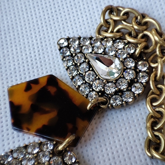 J. Crew Signed Lucite Faux Encrusted Teardrop Dramatic Statement Necklace EUC - Picture 11 of 14